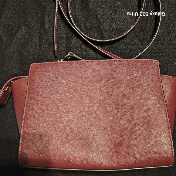 Michael Kors Maroon Selma Saffiano Leather Crossbody Bag - Picture 3 of 16